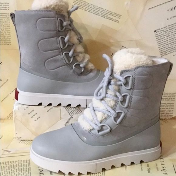 Free People Sorel Joan Of Arctic Next Lite Boot Gray Ivory Shearling - Picture 9 of 9